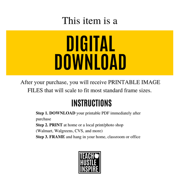 Teach Hustle Inspire Serenity Prayer Printables - Instant Download