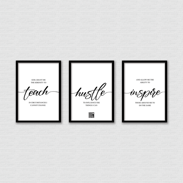 Teach Hustle Inspire Serenity Prayer Printables - Instant Download