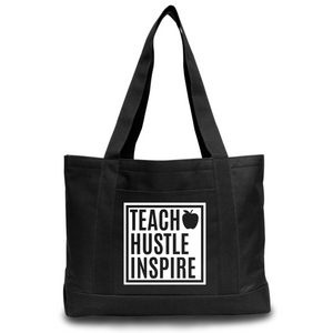 Teach Hustle Inspire - Black Tote