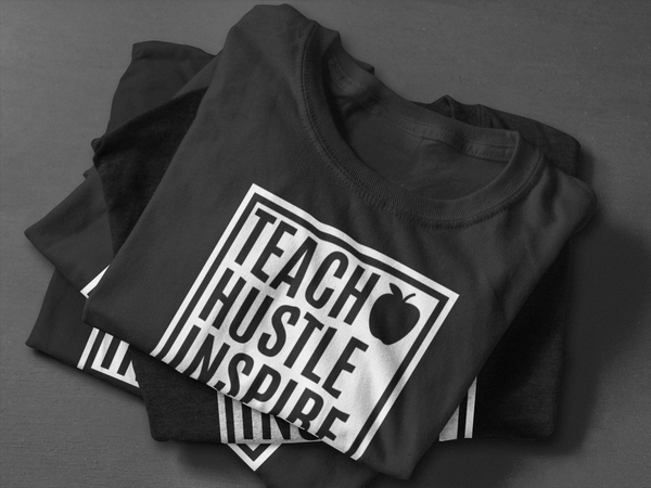 Teach Hustle Inspire Box Logo Tee - BLACK - Teach Hustle Inspire